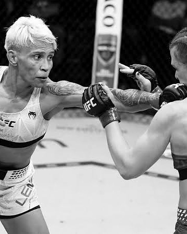 Troca de golpes durante luta no octógono do UFC